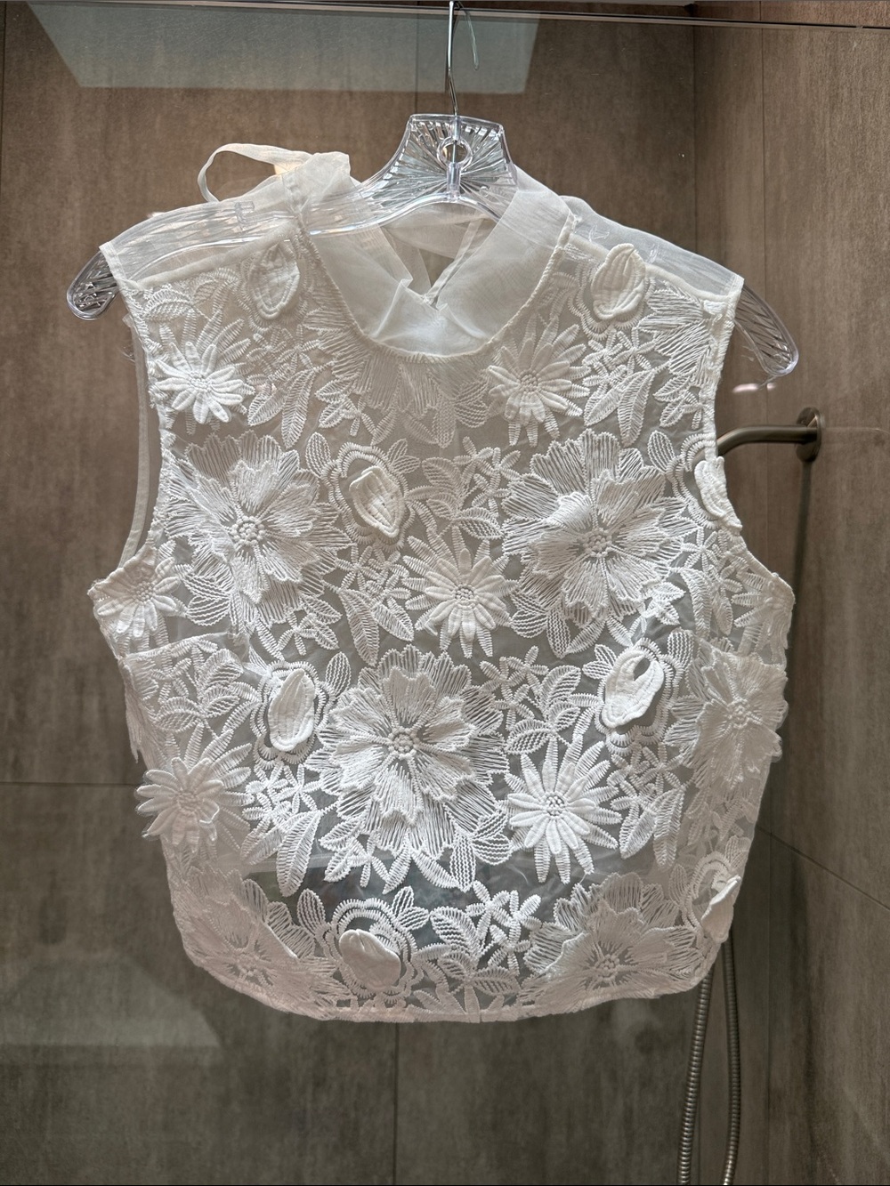 Anthropologie White Floral Lace Sleeveless Camisole